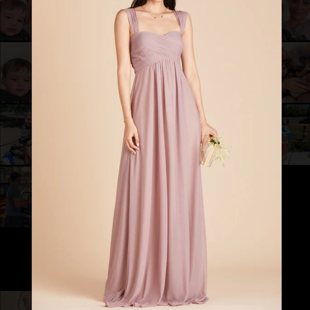 Mauve Maxi Mesh Bridesmaid Dress